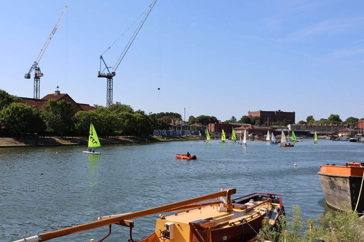 Sailing beneath the Cranes photographed in Bristol Harbourside